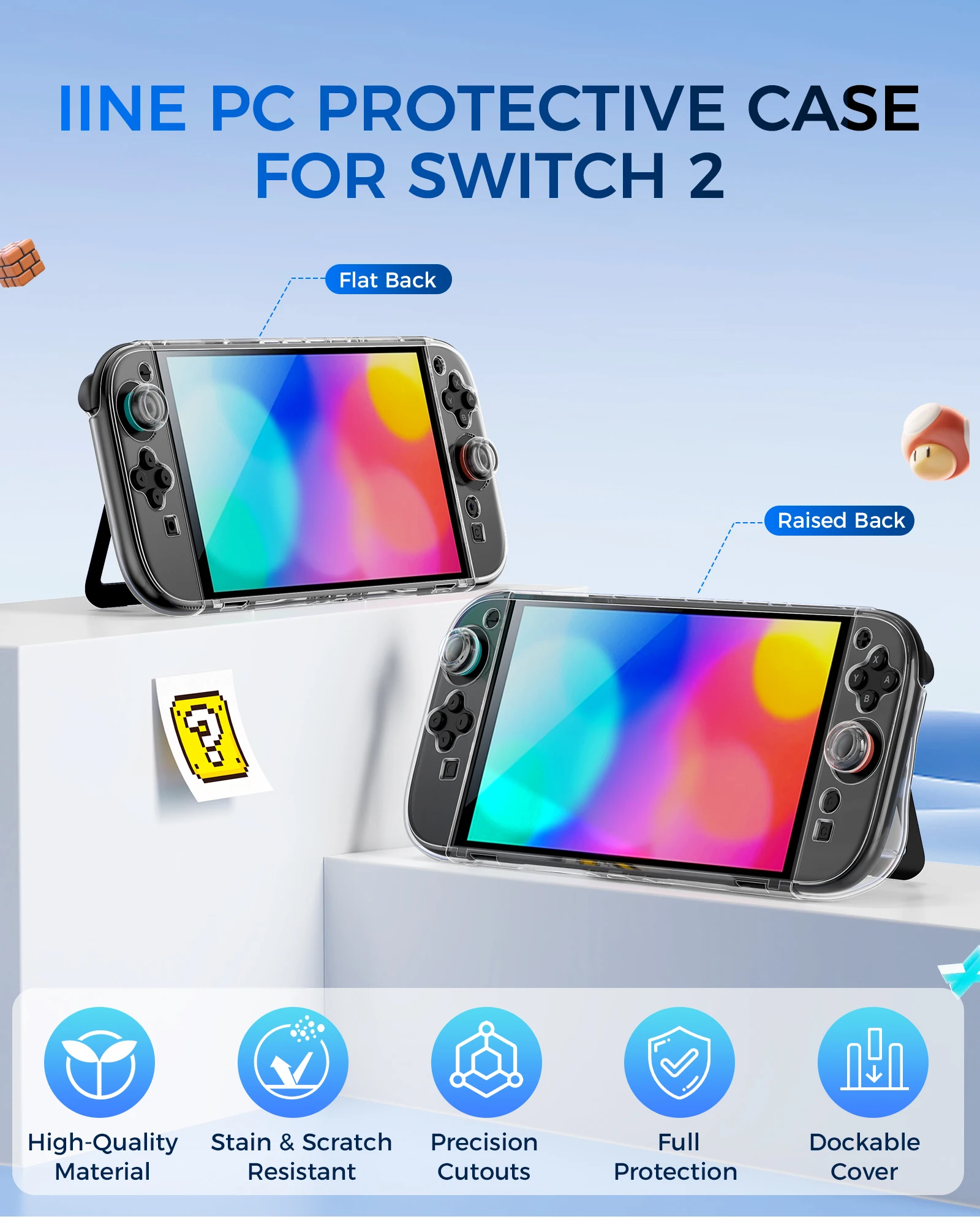 IINE PC-SCHUTZGEHÄUSE FÜR SWITCH 2/Dockbare Abdeckung, Flecken- und Kratzfest, hochwertig, vollständiger Schutz – Detail 2