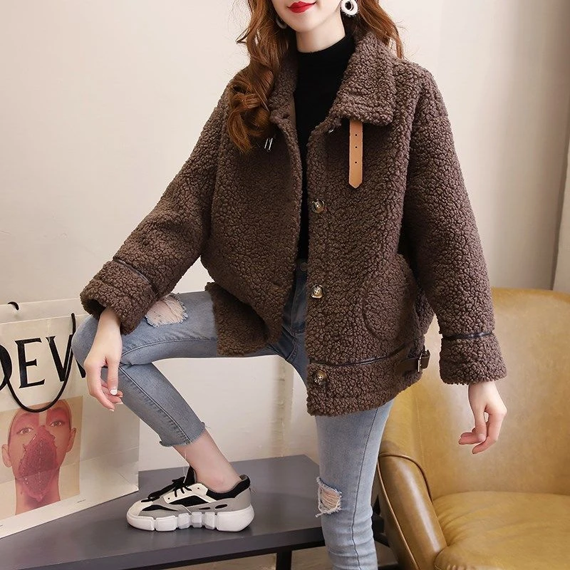 Winter Faux Fur Jacket Women Imitation rabbit fur Casual coat 2023 new korean fashion loose casual Lamb Fleece Coat