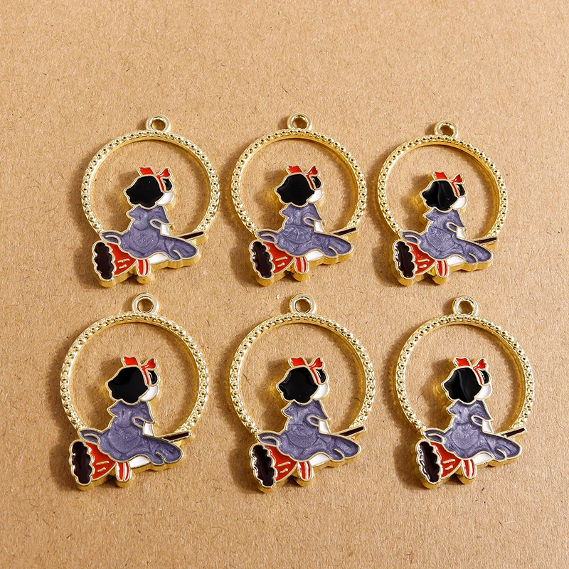 10pcs 22x30mm Cartoon Enamel Witch Charms Pendants for Jewelry Making Women  Cute Drop Earrings Necklaces DIY Crafts Accessories