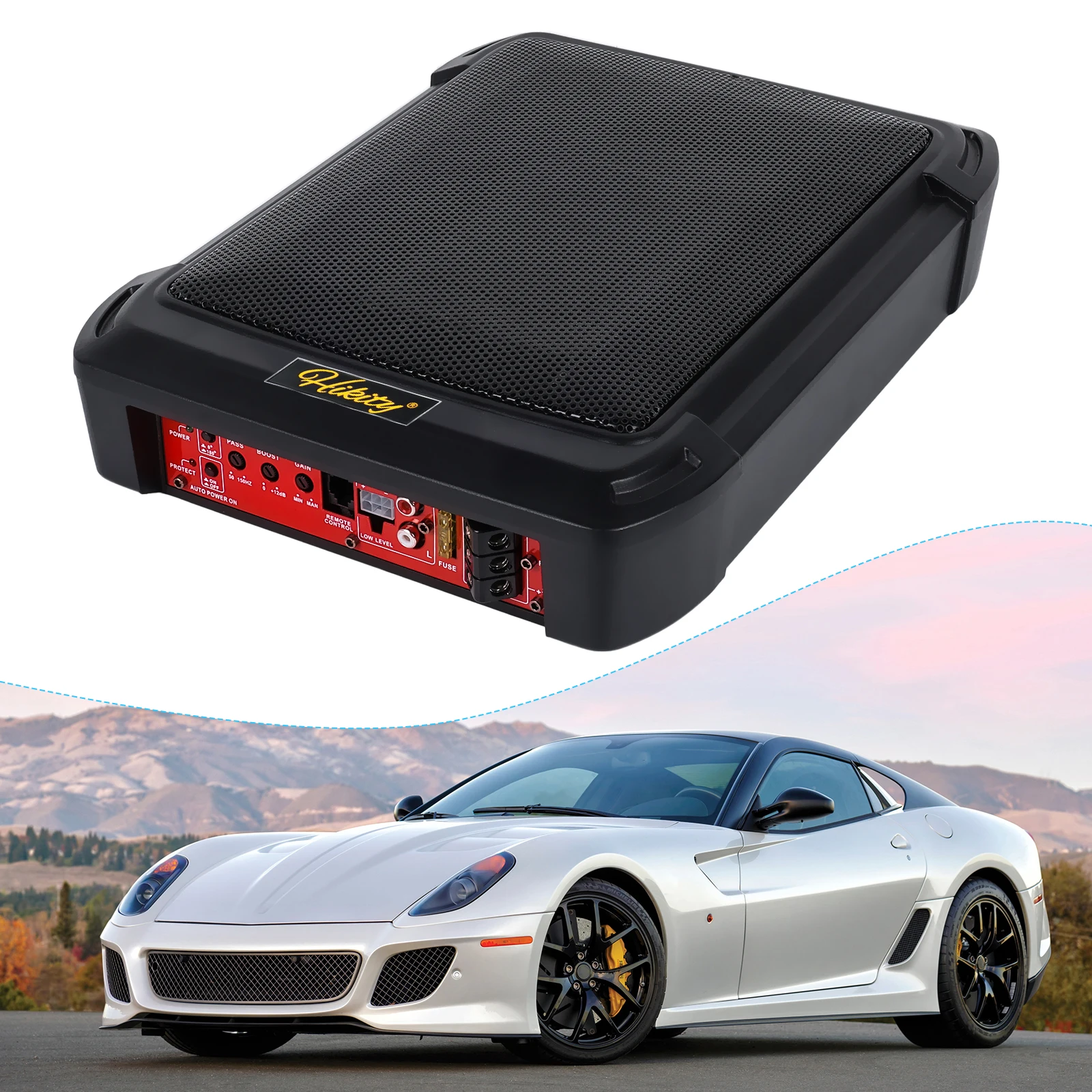 Podofo 1000W Auto-Subwoofer, aktiver Subwoofer unter dem Sitz, Auto-Audio-Verstärker, schlanker aktiver Subwoofer-Lautsprecher für Vans, Jeeps – Detail 5