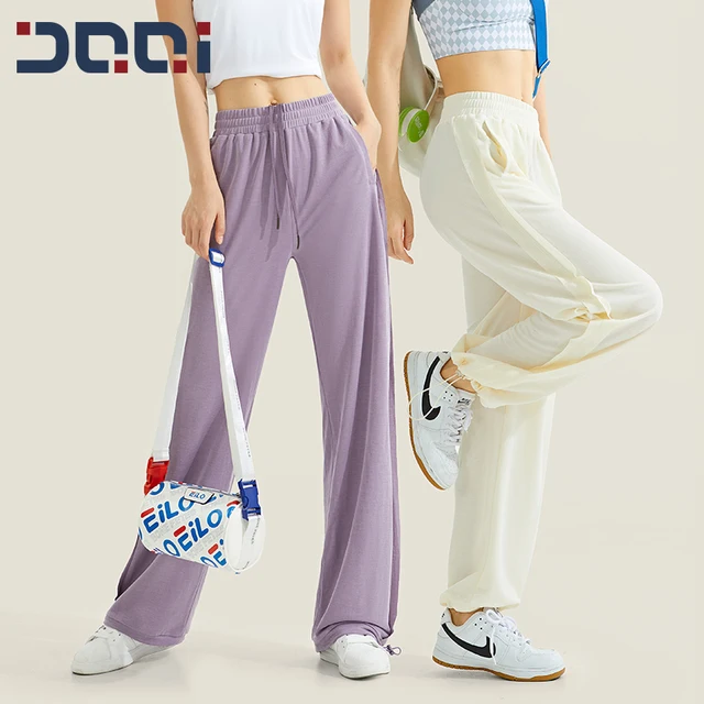 Quick Dry Drapey Sports Trousers For Women Loose Straight Legged Drawstring Casual Trousers Running Fitness Training Trousers 2