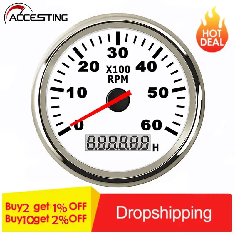 Hot Sale Boat Tachometer Rpm Tacho Hour Meter For Car Marine Gauge With