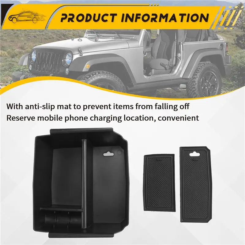 자동차 센터 콘솔 정리함 수납 박스 내부 액세서리 팔걸이 수납 박스 (지프 랭글러 JK 2007-2017-A54R 용)