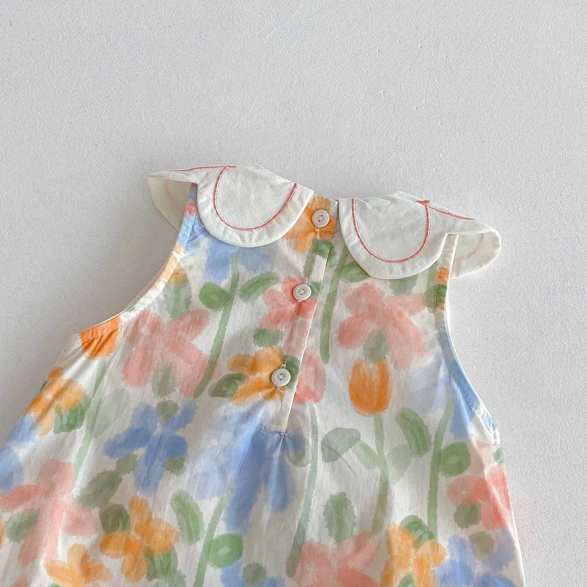 Floral Print Baby Girls Bodysuit Sleeveless Outfit