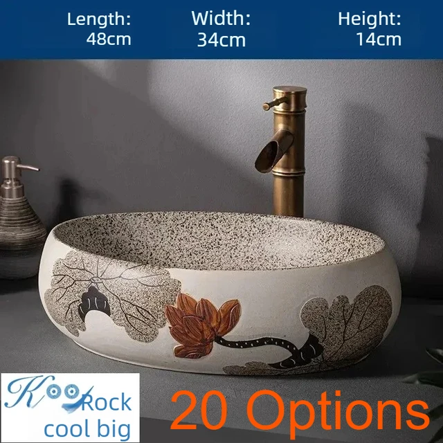 อ่างล้างหน้าขนาด 48x36x15 ซม. สไตล์โมเดิร์นจากเมืองจิงเต๋อเจิน สำหรับล้างมือและล้างหน้า ดีไซน์มินิมอล รับสั่งทำตามแบบ 1