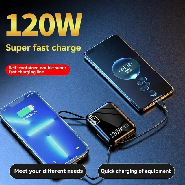 Xiaomi 120W Fast Charging 50000mAh Large Capacity Portable Power Bank Cable Two-way Mini Powerbank for iPhone Samsung Huawei 5