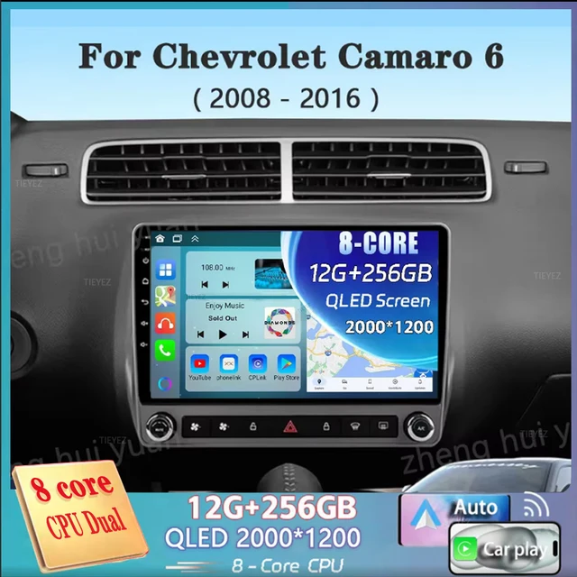Android 14 For Chevrolet Camaro 6 2008 - 2015 Car Radio Carplay Navigation GPS Stereo Auto Screen Bluetooth Multimedia Player