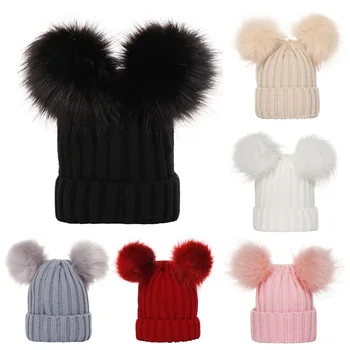 Mother Kids Winter Hats for Baby Girl Boy Bobble Hat Kids Cap for Children Pompom Baby Beanie Infant Bonnet Accessories 0-3Y 1