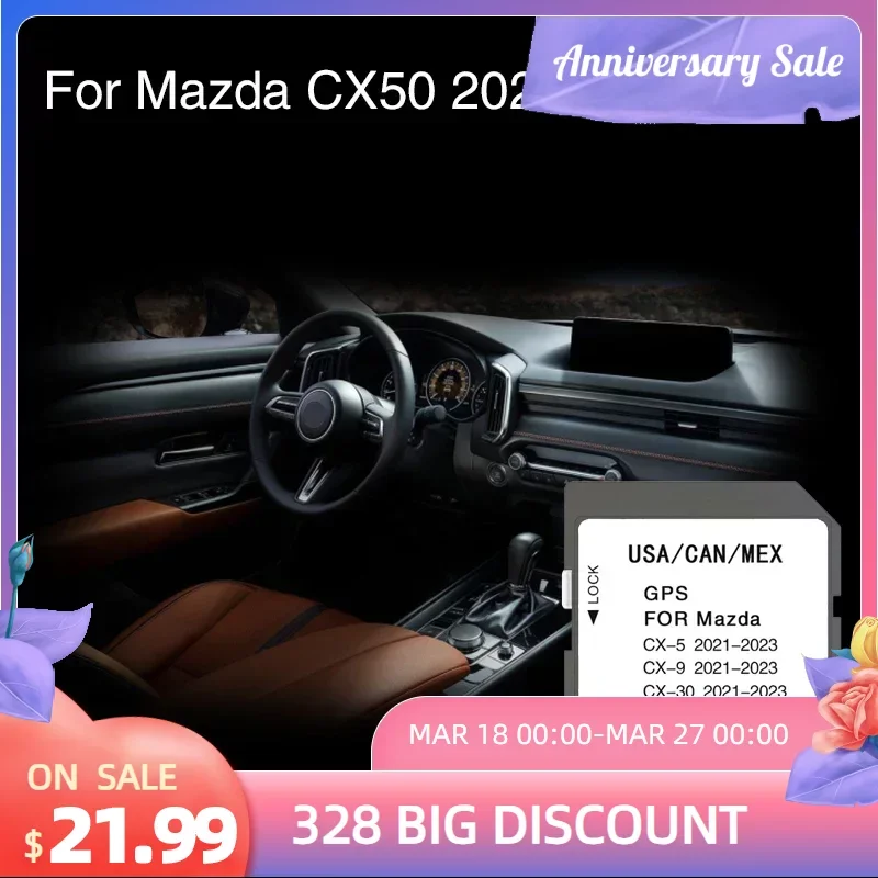 

Use For Mazda CX50 2022 2023 Vehicle Navigation Sat Nav Map SD Memory Card Cover Canada Mexico System Update Data