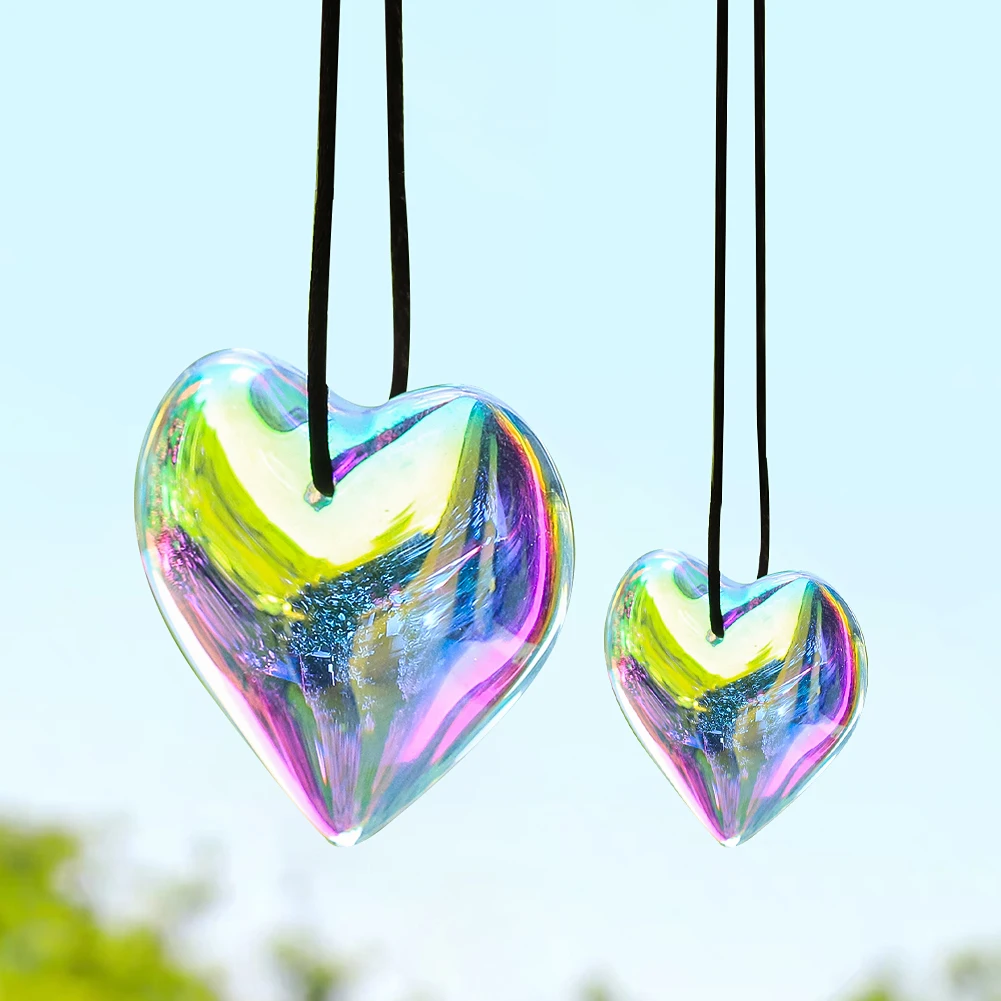 

2PCS 20/35MM Aurora AB Color Faceted Prism Glass Love Heart Crystal Pendant Jewelry Dangle Rainbow Sun Catcher Chandelier Parts