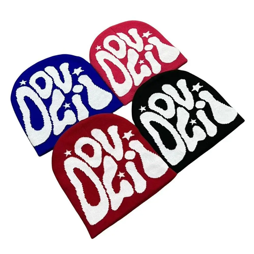 

Letter Printing Knitting Cap Hat Gothic Warm Y2k Casual Skullies Ins Wool Acrylic Beanie Bonnet Men Women