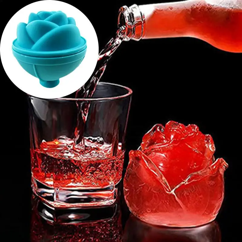 Rose Ice Cube Mold Silicone Seal Novelty Drink Mold Stackable 3D