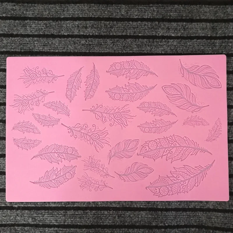 

Peacock Feathers Lace Mat Chocolate Silicone Lace Mold Sugar Craft Food Grade Handmade Embossing for Cakesicle Decoration Molds