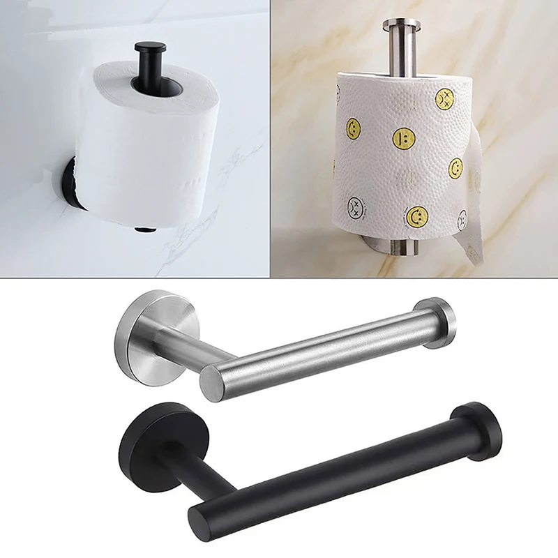 Toilet Roll Paper Holder Wall Mounted Tissue Towel Rack Dispenser Stainless Steel Tissue Hanger Shelf Bathroom Kitchen Organizer