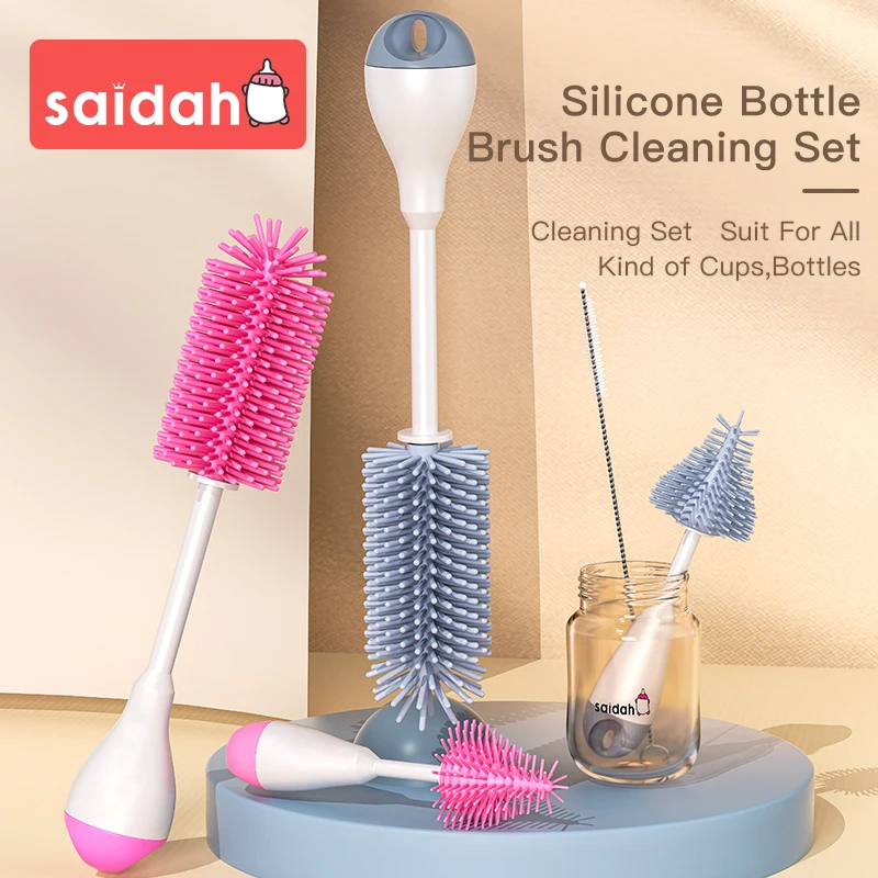 

3 in 1 Silicone Milk Feeding Bottle Brush Set With Pacifier Straw Brush Siutable For Sippy Water Cup Vacuum Flask