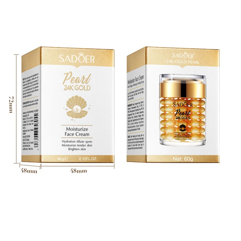 SADOER 24K Golden Pearl Collagen Face Cream Moisturizing