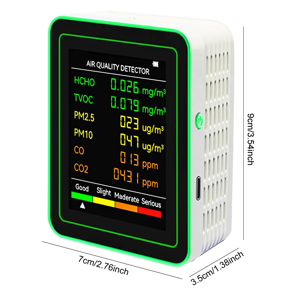 6 In 1 High Precision Air Quality Monitor Automatic Display Multifunctional PM2.5/PM10 HCHO TVOC CO2/CO Meter Gas Detector Tools