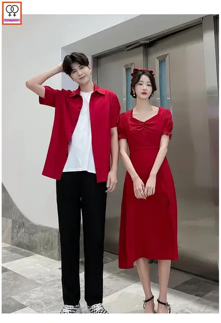 Vêtements assortis pour Couple, tenues pour amoureux de vacances, robe  chemise de saint-valentin, robe de soirée - AliExpress