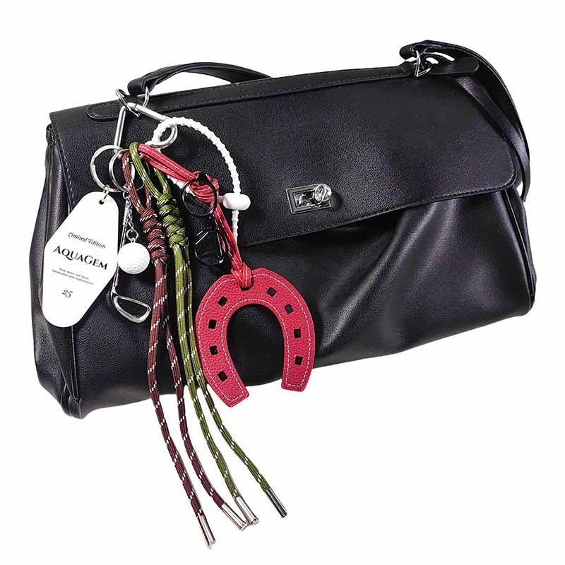 PU Leather Horse Hoof Horseshoe Keychain for Women And Girls Handbag Key Rings Charm Holder Bag Purse Accessory