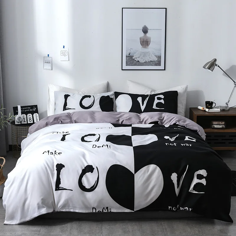 

Aggcual Couple love king size bedding set luxury bed quilt comforter printed duvet cover set double bed Polyester textile be04
