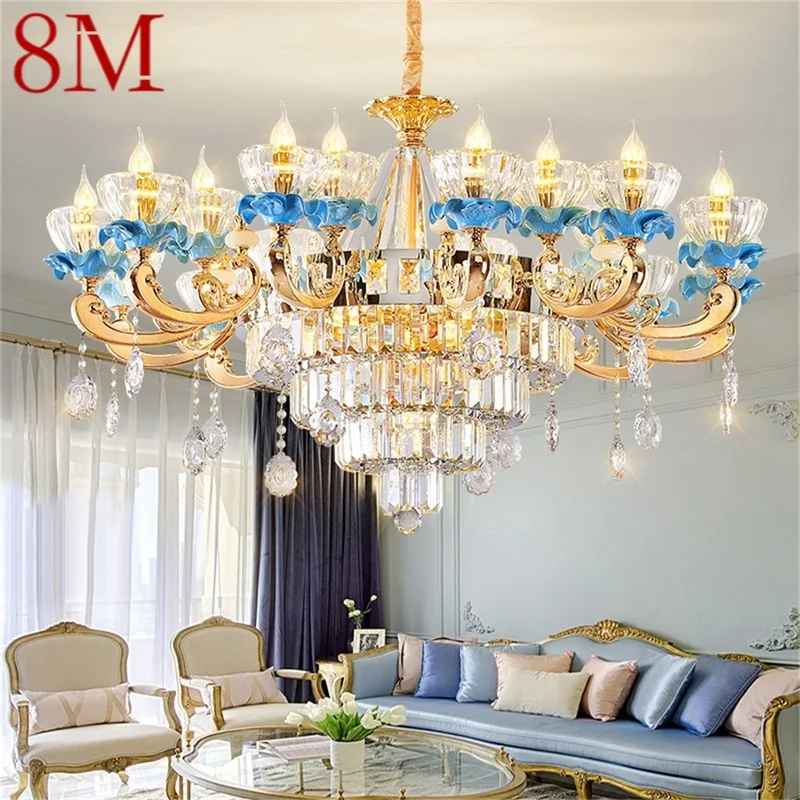 

8M Nordic Modern Chandelier Creative Luxury Crystal LED Candle Pendant Lamp for Home Decor Living Room Hotel Lobby Fixtures