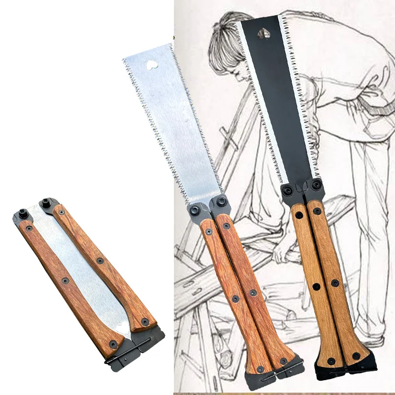 Foldable Butterfly Wood Saw Household Small Hand Saw Double Sided Sharpened Portable Woodworking Tools Hand Tools