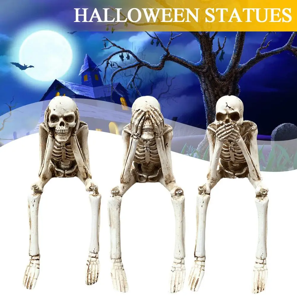 

See Hear Speak No Evil Mini Skeleton Figurines Macabre For Halloween Gothic Home Decor Office Desk Decor Halloween Decorati B4Z7