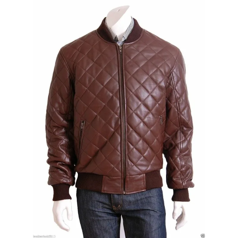 Men's Brown Genuine Leather Jacket Slim Fit Bomber Biker Leather Jacket Fashion Trends