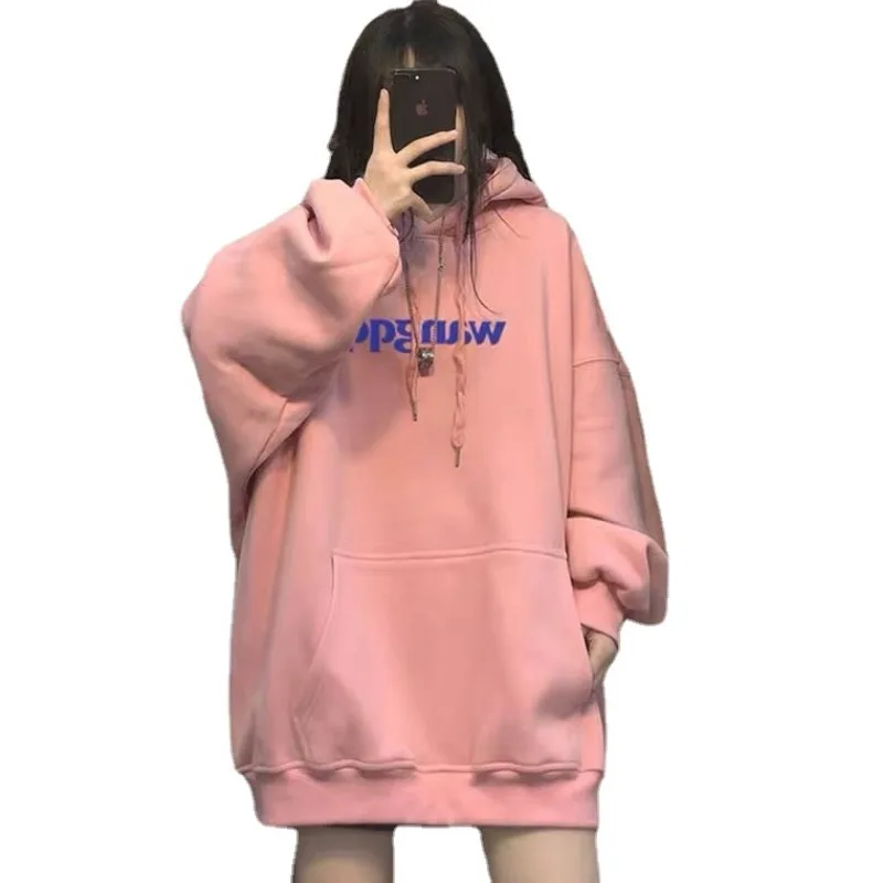 2024 Autumn Winter New Oversized Graphic Hoodie Women Hip Hop Vintage Hooded Sweatshirts Pullover Top Women Trendy Aesthetic Top