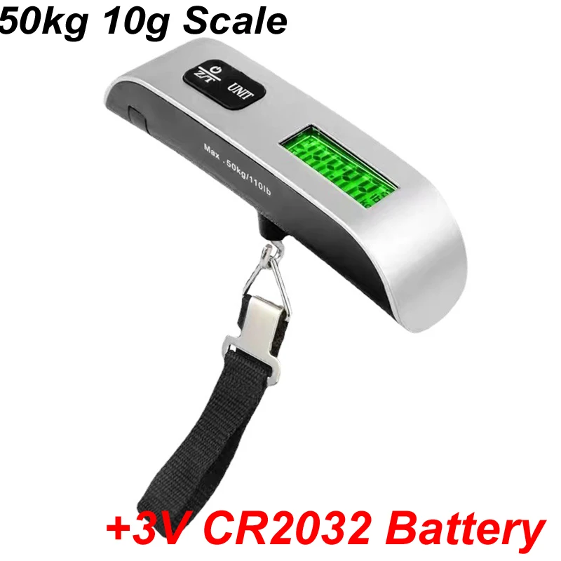 Electronic Portable LCD Digital Luggage 50kg 10g Handled Travel Weighting Fish Hook Hanging Scales laboratory teaching + Battery