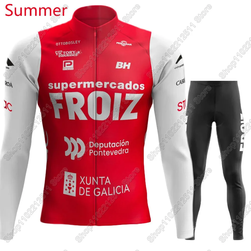 G.D. Supermercados Froiz Cycling Jersey Set Clothing Suit Spain Mens Long Sleeve MTB Bike Road Pants Bib Ropa Ciclismo