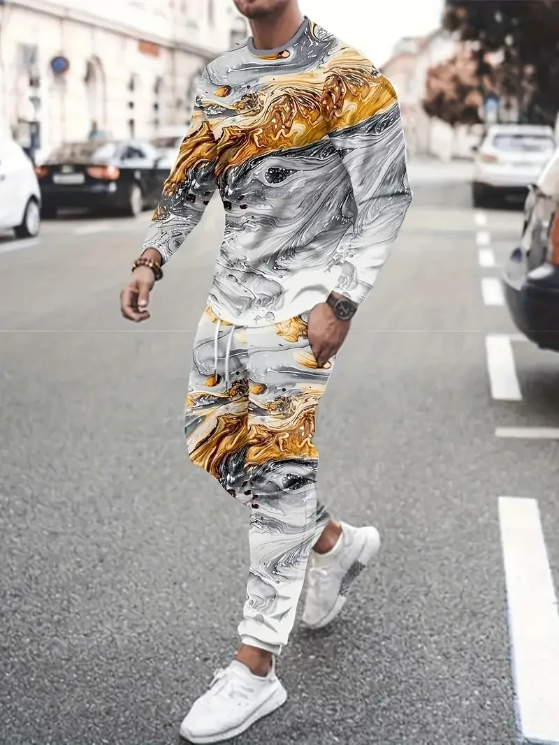 Fashion Animal Duck 3D Print Men's Sportswear Set Casual Long-Sleeved T Shirt Pants 2-Piece Set Oversized Pullover Men Clothing 6