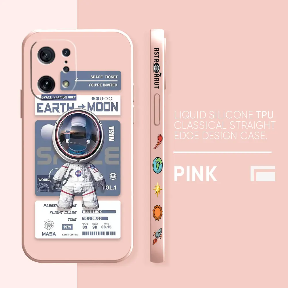 thumbnail image 1 of Funda para OPPO FIND X6 X3 REALME X7 X50 RENO 2 4Z 4 6 Lite 5Z 5F 4G 5G PRO Funda de silicona líquida divertido astronauta paseo espacial, 1 of 5