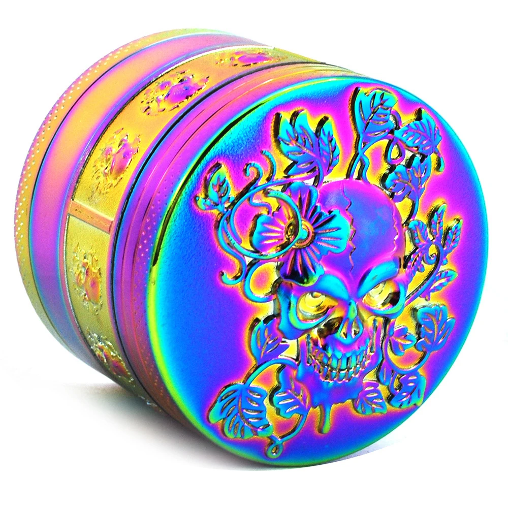Rainbow Skull Grinder 4 Layer Manual Hand Dried 51.5mm Spice Metal Grindering Kitchen Gift 2
