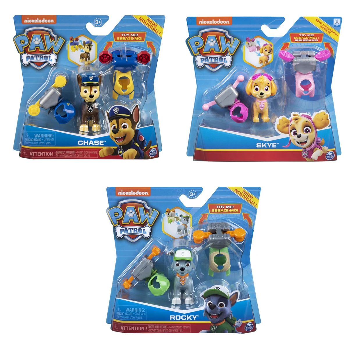 PUPS キャラクターセット（青・赤・黒） Original Paw Patrol Action Figure Pack Dressup Pups Toy New