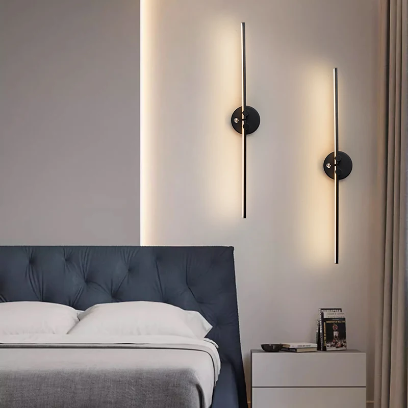 Modern simple linear LED wall lamps Freely adjustable DIY For Bedside foyer corridor Black/White sconce