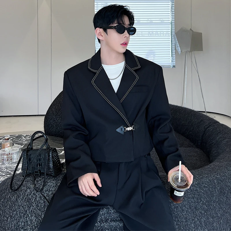 LUZHEN Original Metal Buckle Placket Design Blazer Short Jacket Men's Fashion Elegant Korean 2025 Spring New Trendy Coat LZ3653 3