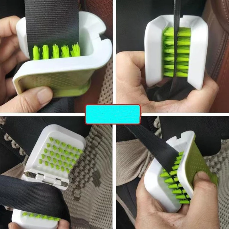 Car Seat Belt Cleaning Brush Double Sided U Type Openable Automotive Cleaning Tool