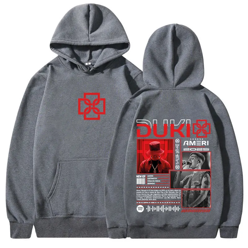 Rapper Duki Ameri World Tour 2025 Hoodies Men's Women Fleece Casual Oversized Sweatshirt Fashion Hip Hop Long Sleeve Pullovers