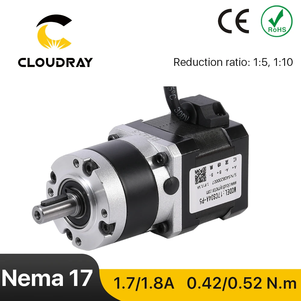 Cloudray Nema 17 Stepper Motor 4-lead 0.42/0.52N.m Planetary Gearbox Motor Nema 17 Ratio 5:1/10:1 for CNC