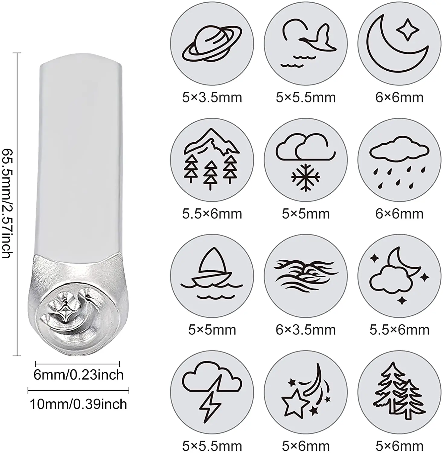 12Pcs 6mm Platinum Weather Alphabet Metal Design Stamps Letter and Number Stamp Set for Punching Metal Jewelry Leather Wood