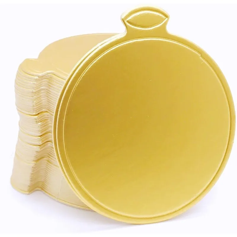 Mini Cake Boards 8cm Mini Round Cardboard Mousse Cupcake Base Cake Dessert Golden cake packing box 100pcs