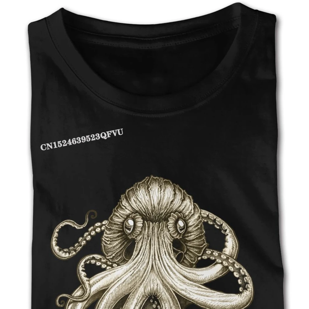 Octopus Tentacle Standard Kraken Sepia Shirt Men Rock Oversized Anime Tshirt Men Men T-Shirt Men Wholesale Vintage Clothing