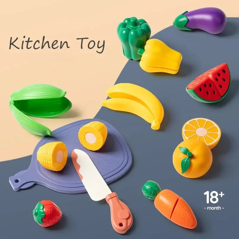 Children Pretend Play Cooking Toy Simulation Food Fruit Vegetable Kitchen Toy Montessori Educational Interactive Toy for Girls