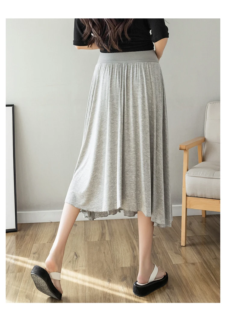 Maternity Full Skirts Summer High Waist Long Loose Pregnant Woman Umbrella Skirt Black Grey