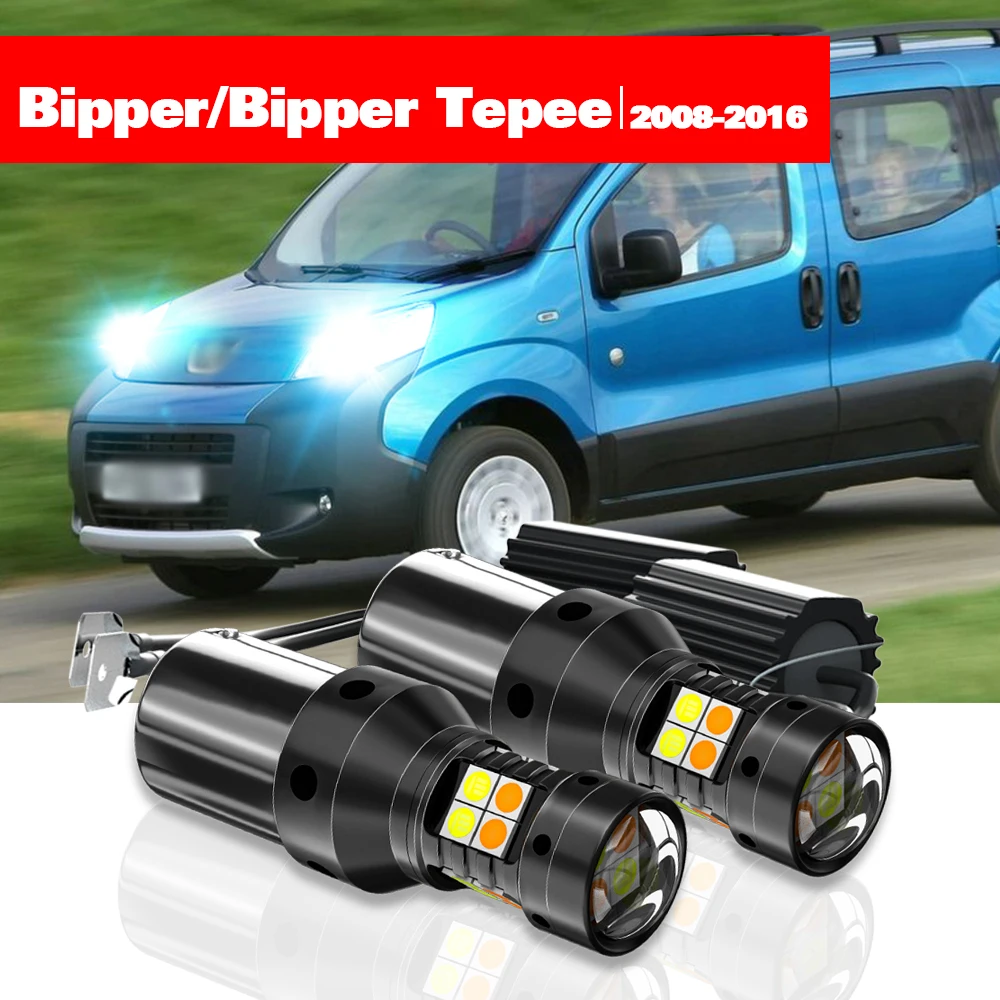 

For Peugeot Bipper Tepee 2008-2016 Accessories 2pcs LED Dual Mode Turn Signal+Daytime Running Light DRL 2009 2010 2011 2012 2013