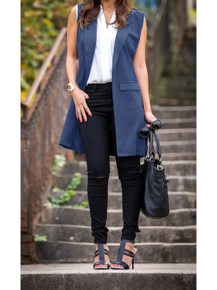 Chalecos Largos Para Dama Women's Vest Long Cardigan Casual Simple