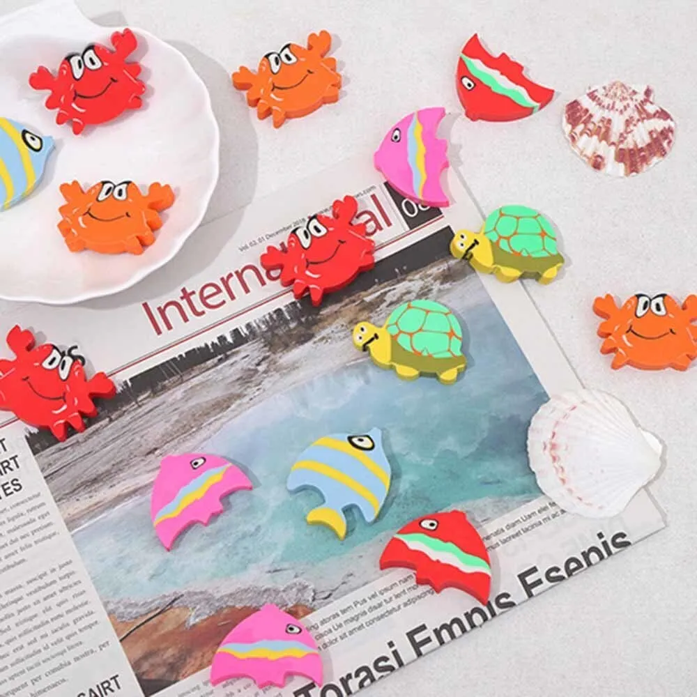 Ellen Brook1 Piece Kawaii Candy Colored Marine Animal Rubber Novelty Eraser Cute Crab Cartoon Stationery Office School Supplies