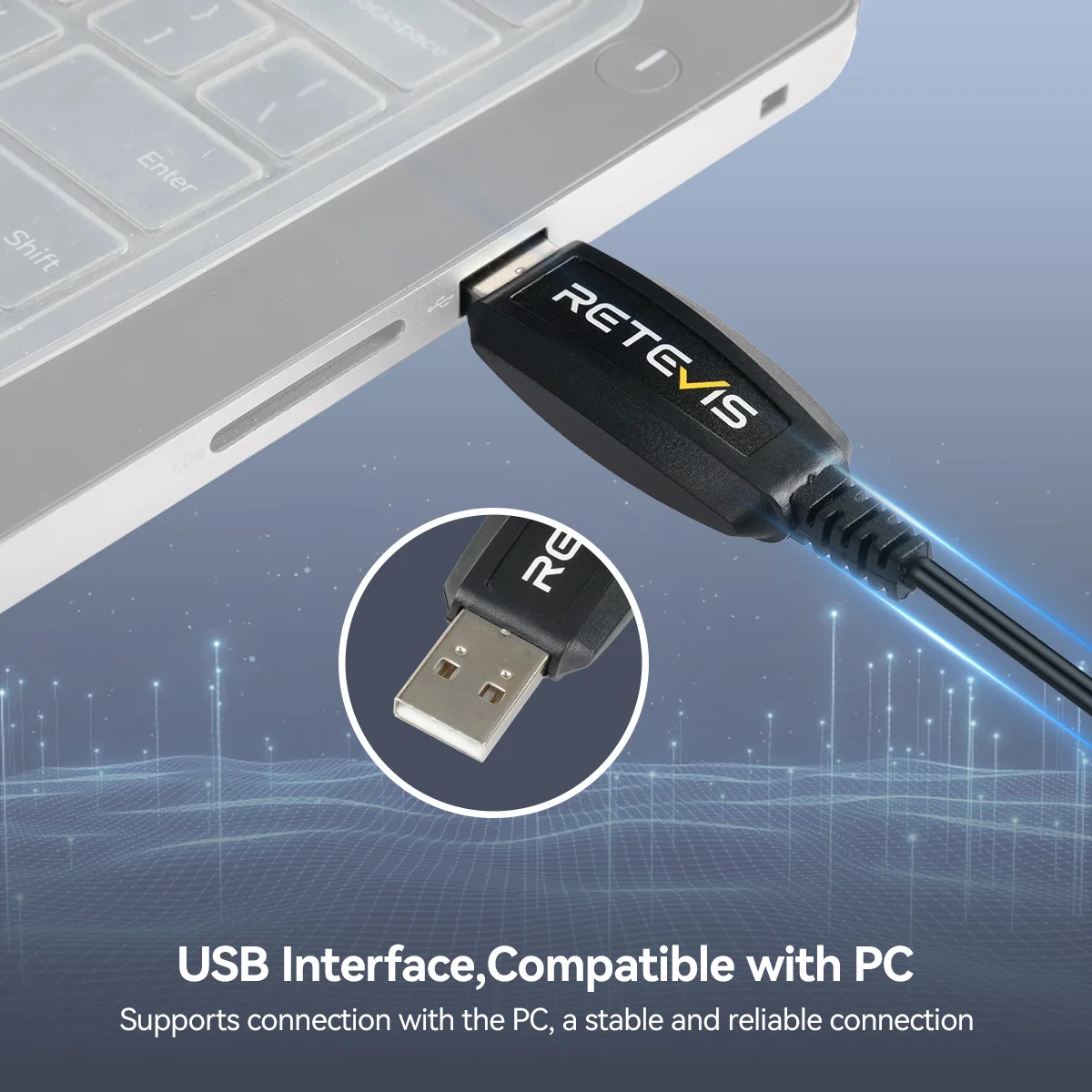PC48 RB48 Walkie Talkie USB Programming Cable Type-C Supports Windows7/XP/10/11