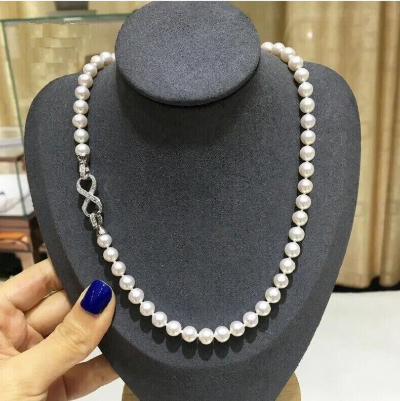 

Authentic NATURAL AAA 9-10mm Australian South Sea White Pearl Necklace 20 inches 925s